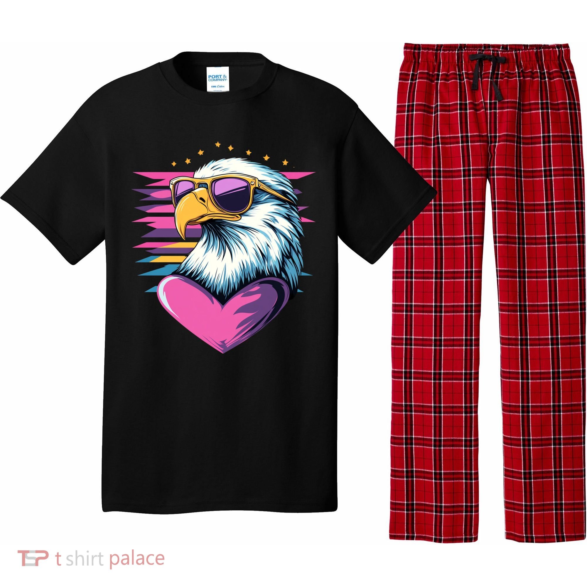 Retro Bald Eagle Valentines Day Funny Gift Pajama Set