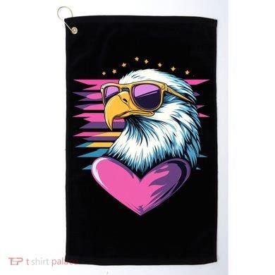 Retro Bald Eagle Valentines Day Funny Gift Golf Towel