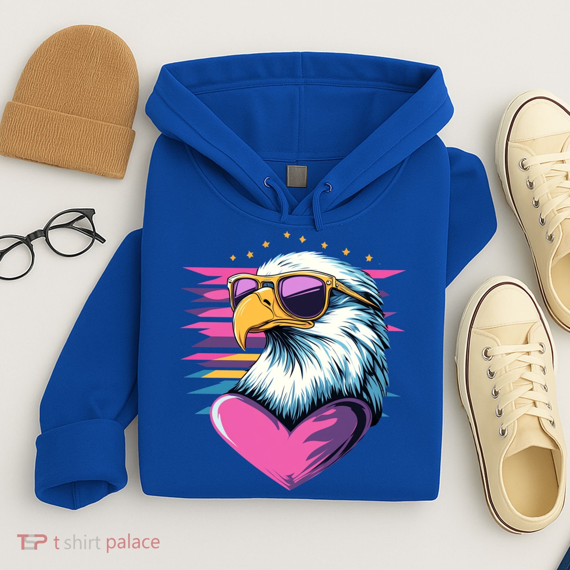 Retro Bald Eagle Valentines Day Funny Gift Hoodie