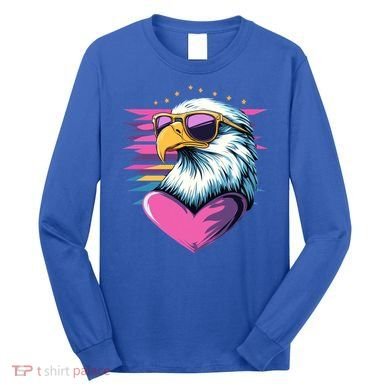Retro Bald Eagle Valentines Day Funny Gift Long Sleeve Shirt