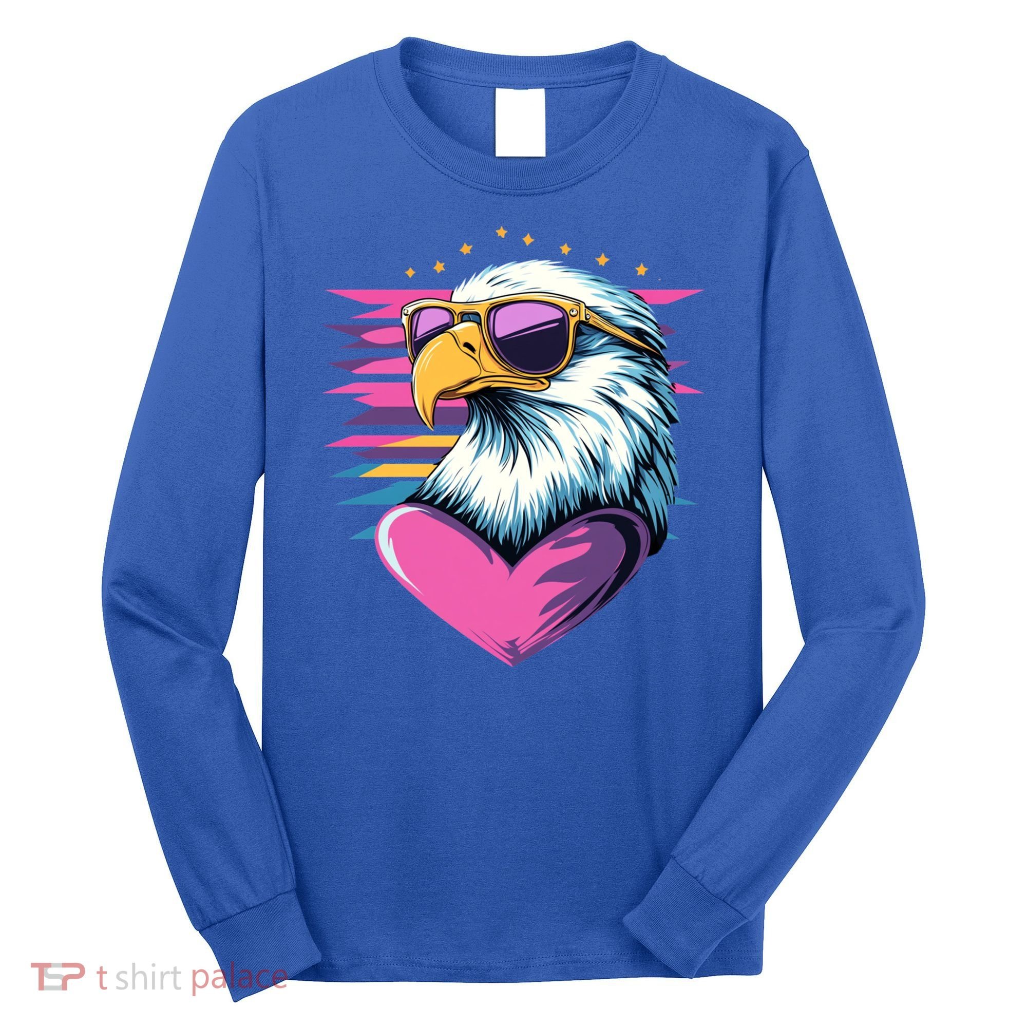 Retro Bald Eagle Valentines Day Funny Gift Long Sleeve Shirt