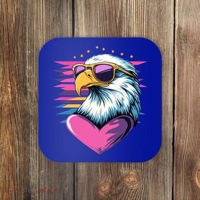 Retro Bald Eagle Valentines Day Funny Gift Coaster