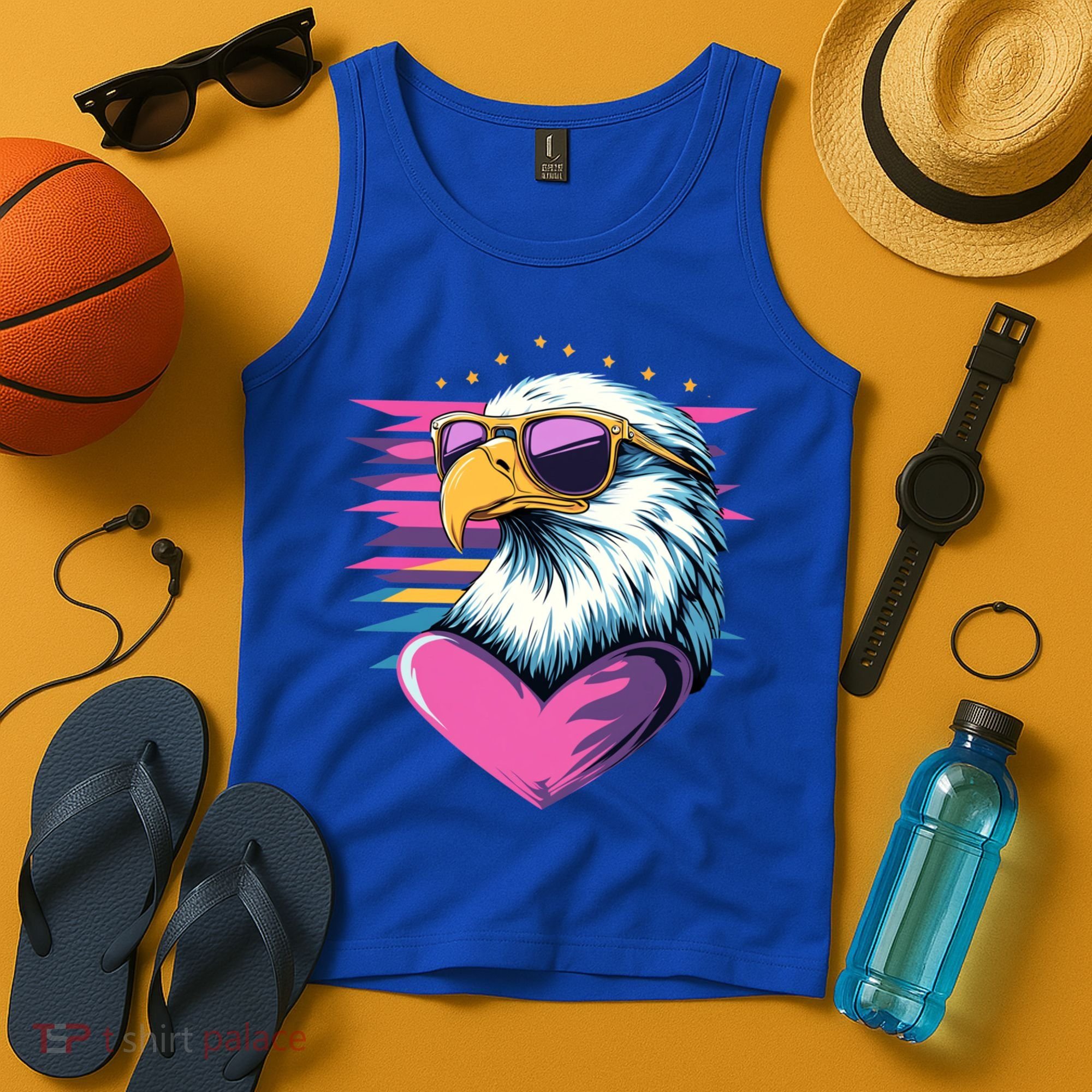 Retro Bald Eagle Valentines Day Funny Gift Tank Top