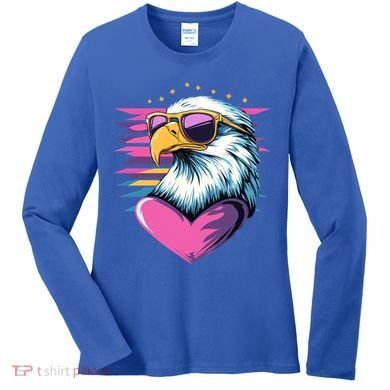 Retro Bald Eagle Valentines Day Funny Gift Women's Long Sleeve Shirt