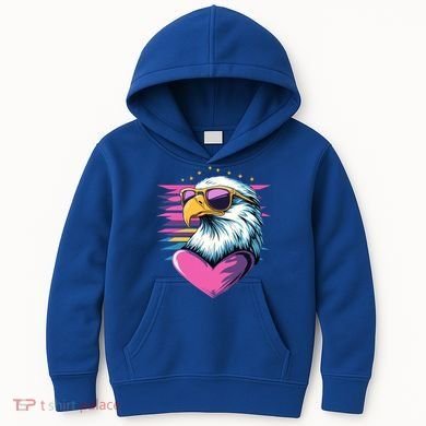 Retro Bald Eagle Valentines Day Funny Gift Kids Hoodie