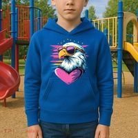 Retro Bald Eagle Valentines Day Funny Gift Kids Hoodie thumb 2
