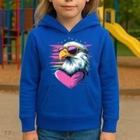 Retro Bald Eagle Valentines Day Funny Gift Kids Hoodie thumb 3
