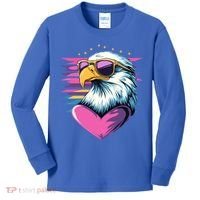 Retro Bald Eagle Valentines Day Funny Gift Kids Long Sleeve Shirt thumb 0