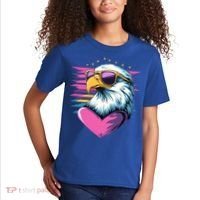 Retro Bald Eagle Valentines Day Funny Gift Kids T-Shirt thumb 2