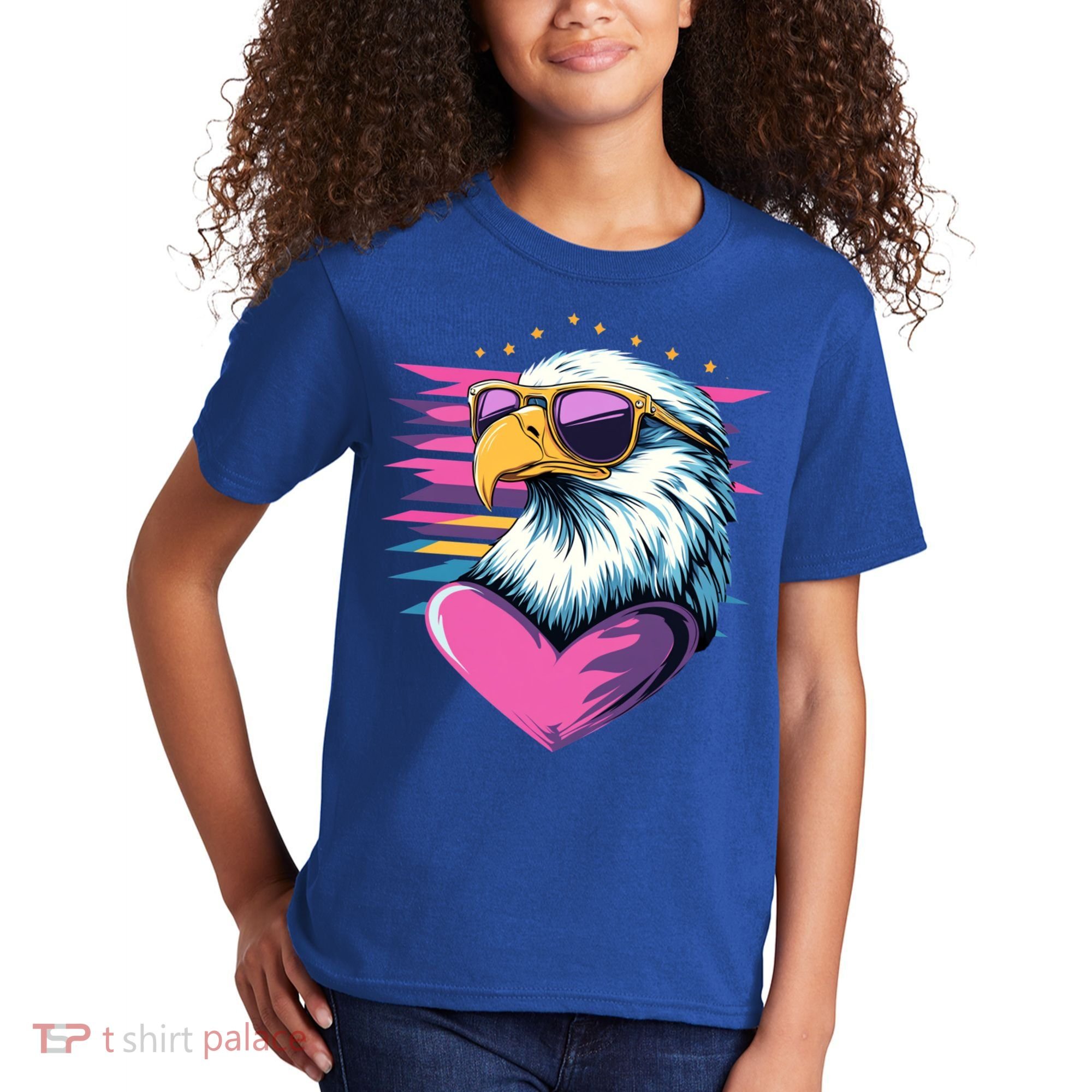 Retro Bald Eagle Valentines Day Funny Gift Kids T-Shirt