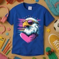 Retro Bald Eagle Valentines Day Funny Gift Kids T-Shirt thumb 3