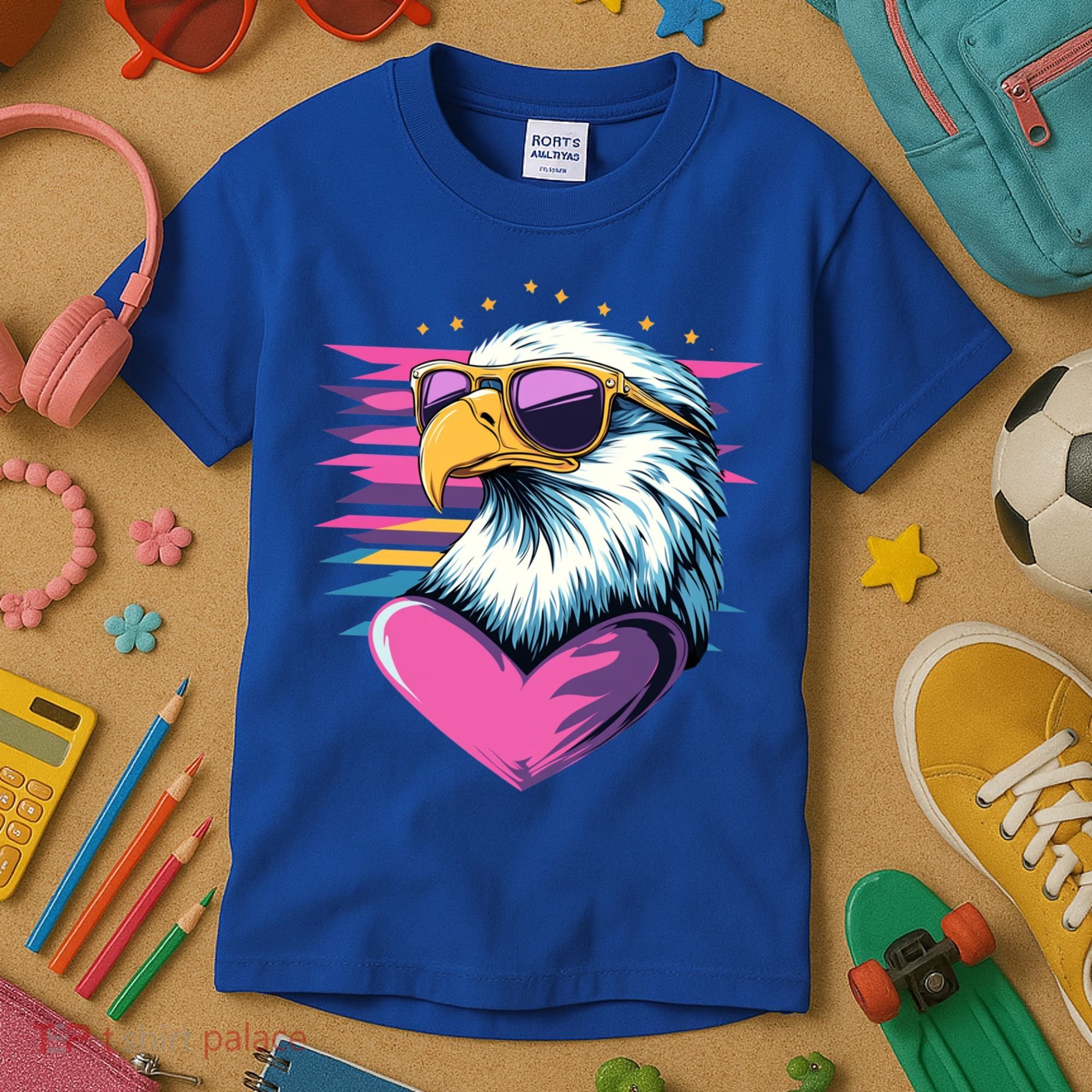 Retro Bald Eagle Valentines Day Funny Gift Kids T-Shirt