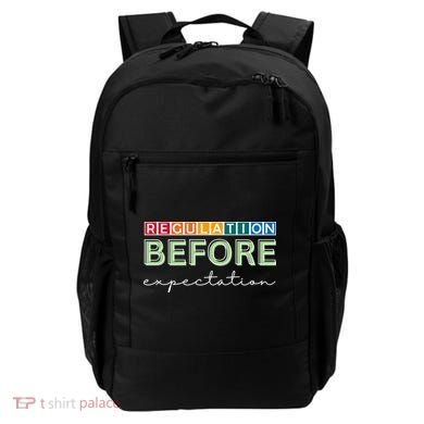 Regulation Before Expectation Autism Awareness Quote Backpack