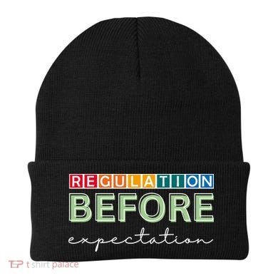 Regulation Before Expectation Autism Awareness Quote Beanie