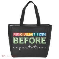 Regulation Before Expectation Autism Awareness Quote Tote Bag thumb 0