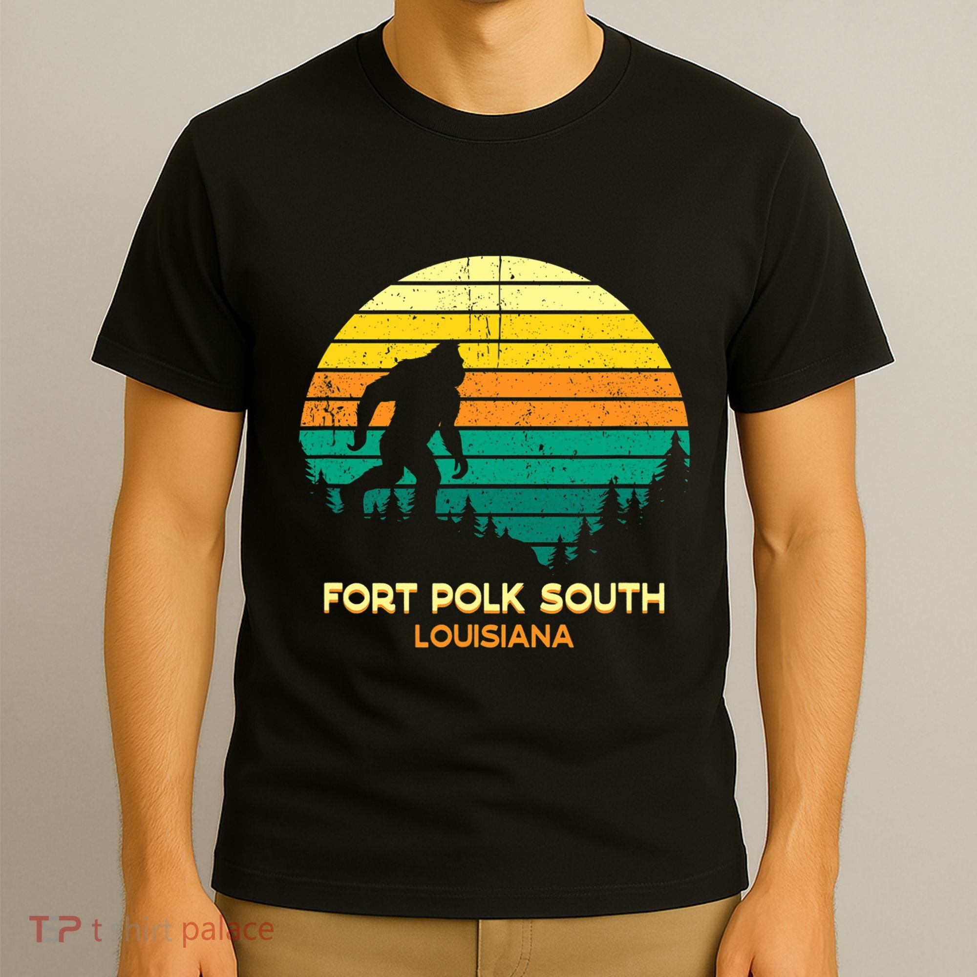 Retro Bayou Fort Polk South Louisiana Bigfoot Souvenir T-Shirt