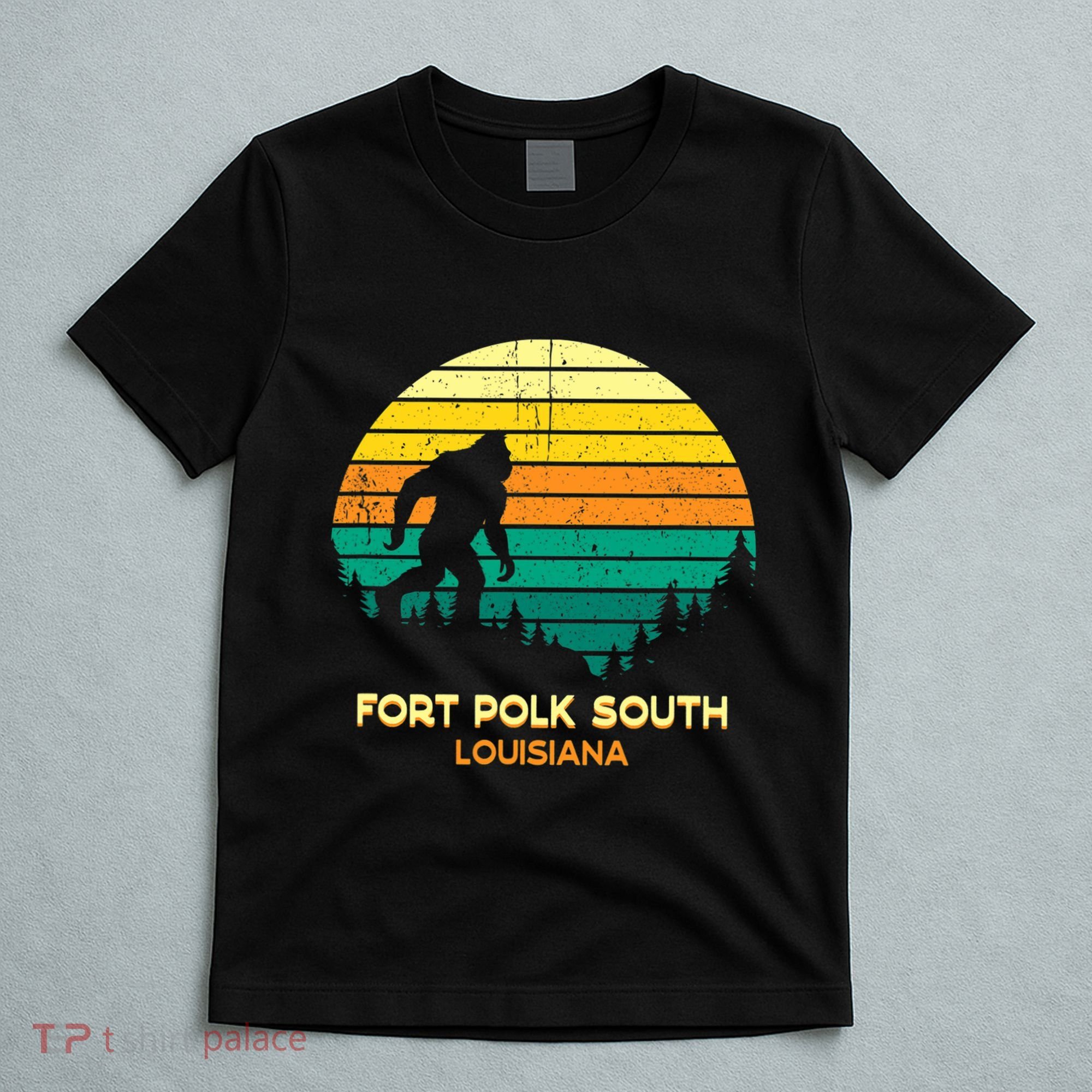 Retro Bayou Fort Polk South Louisiana Bigfoot Souvenir T-Shirt