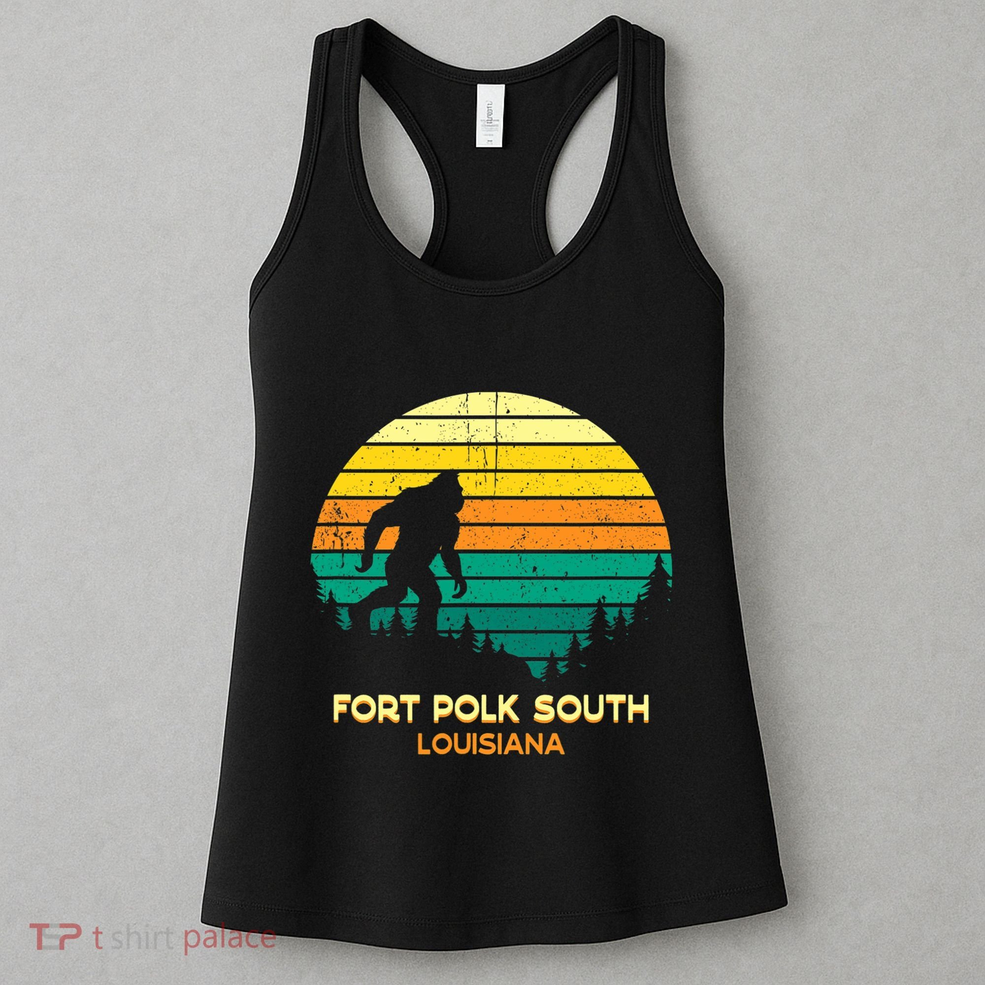 Retro Bayou Fort Polk South Louisiana Bigfoot Souvenir Women's Tank Top