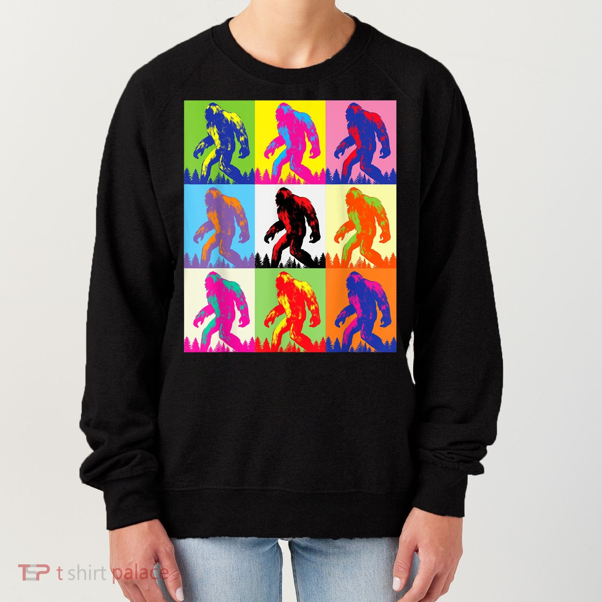 Retro Bigfoot , Funny Pop Art Bigfoot Women's Sweatshirt