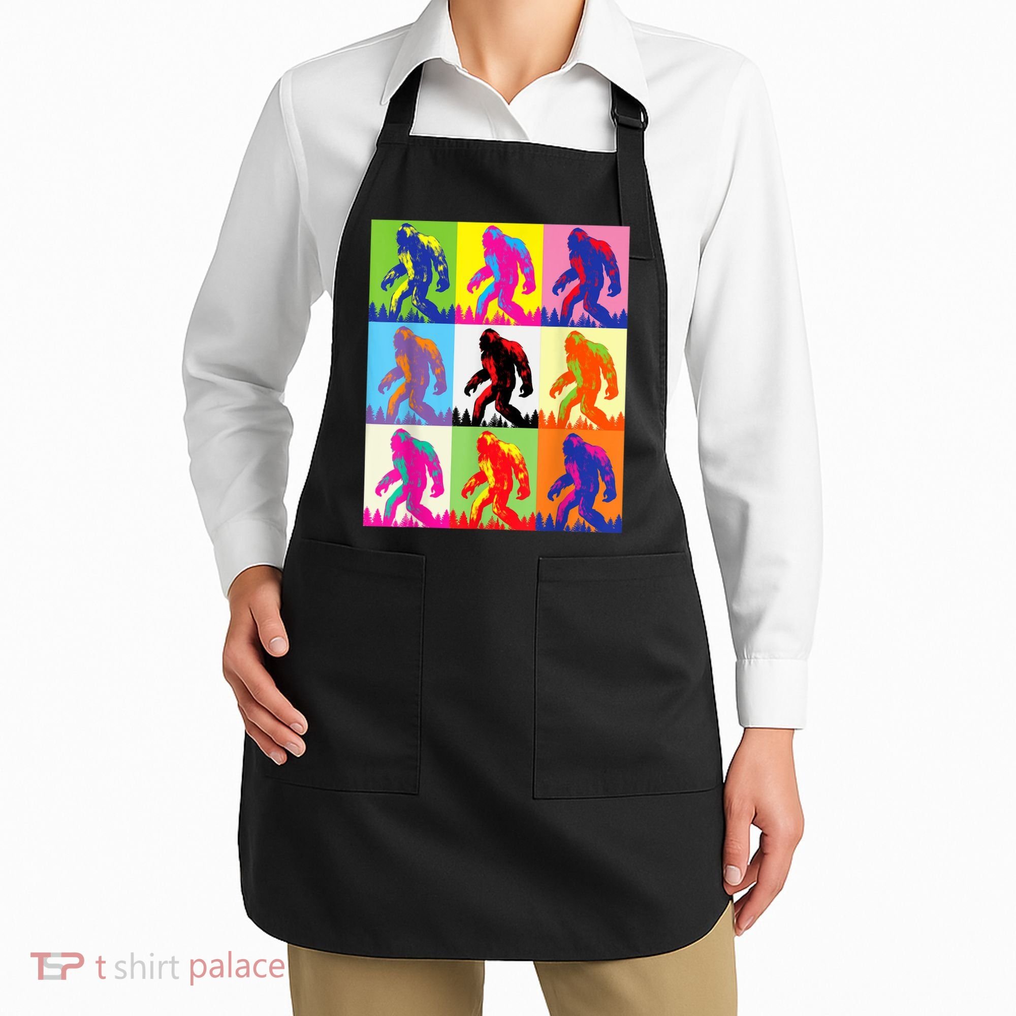 Retro Bigfoot , Funny Pop Art Bigfoot Apron