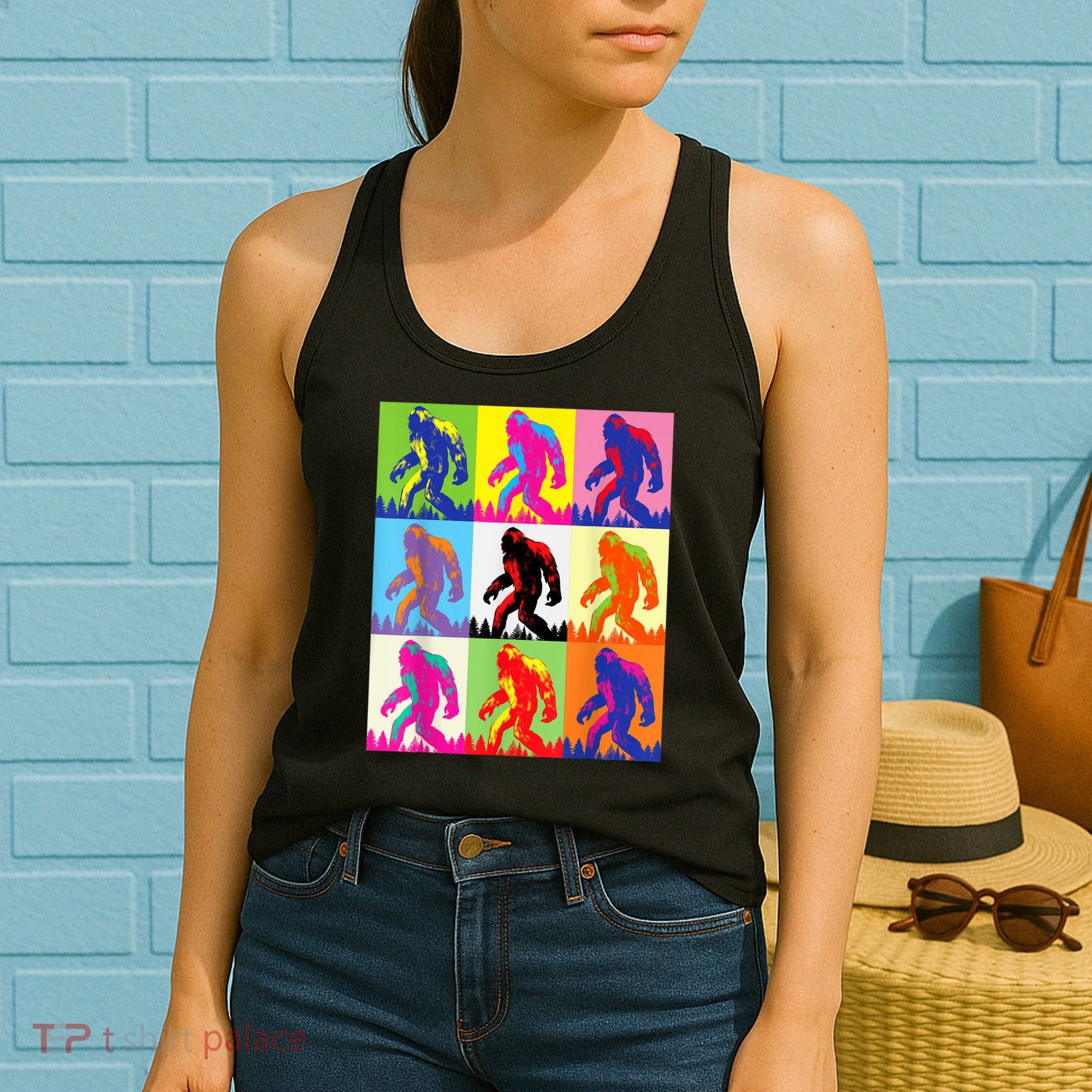 Retro Bigfoot , Funny Pop Art Bigfoot Women's Tank Top