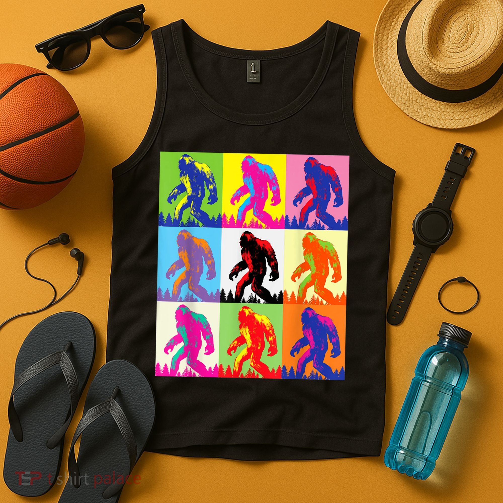 Retro Bigfoot , Funny Pop Art Bigfoot Tank Top