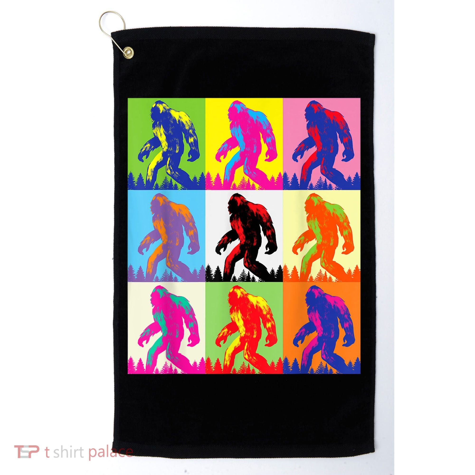 Retro Bigfoot , Funny Pop Art Bigfoot Golf Towel