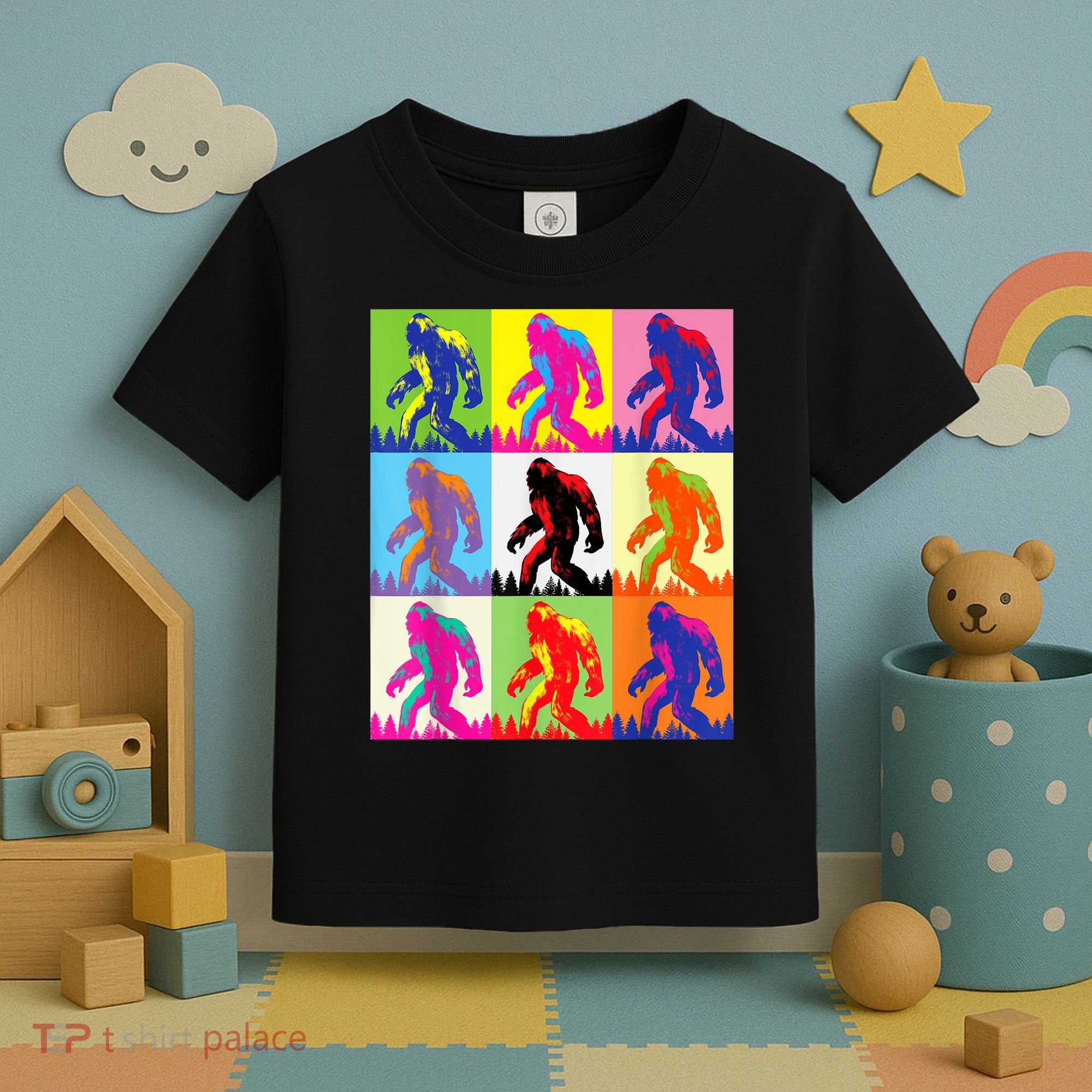 Retro Bigfoot , Funny Pop Art Bigfoot Toddler T-Shirt