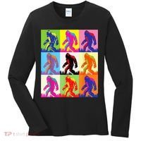 Retro Bigfoot , Funny Pop Art Bigfoot Women's Long Sleeve Shirt thumb 0