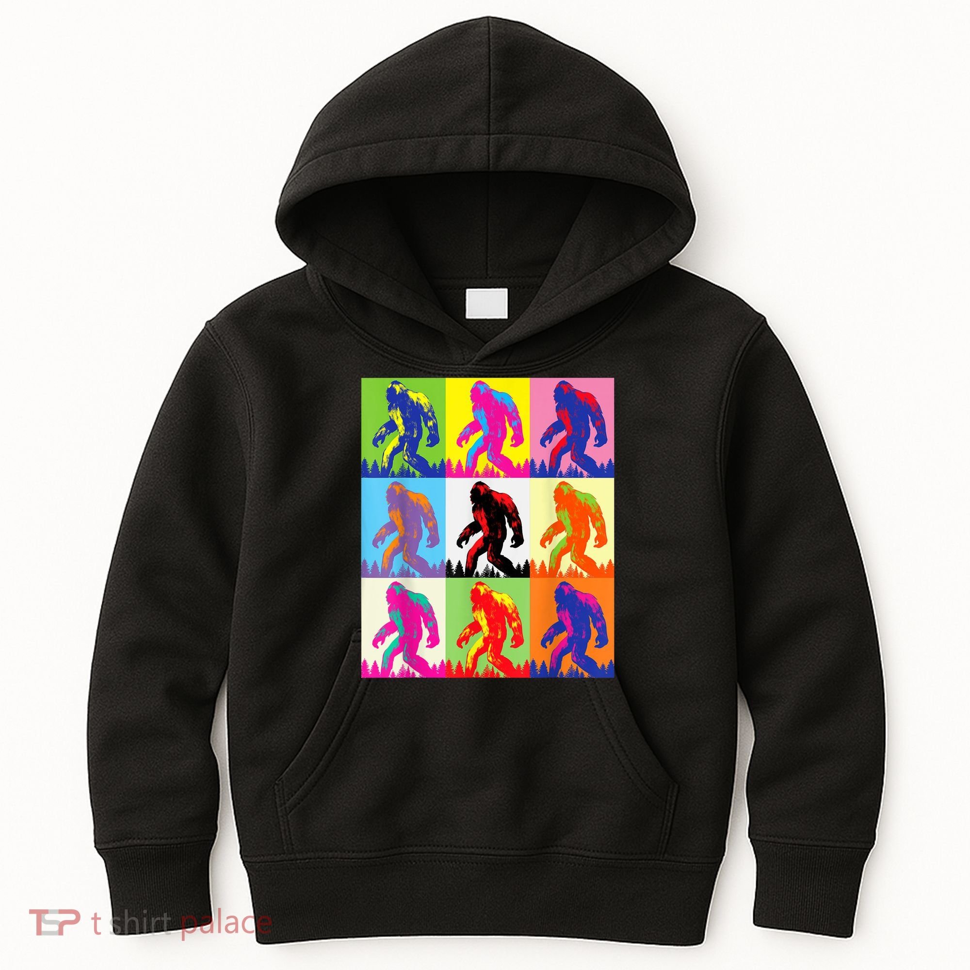 Retro Bigfoot , Funny Pop Art Bigfoot Kids Hoodie