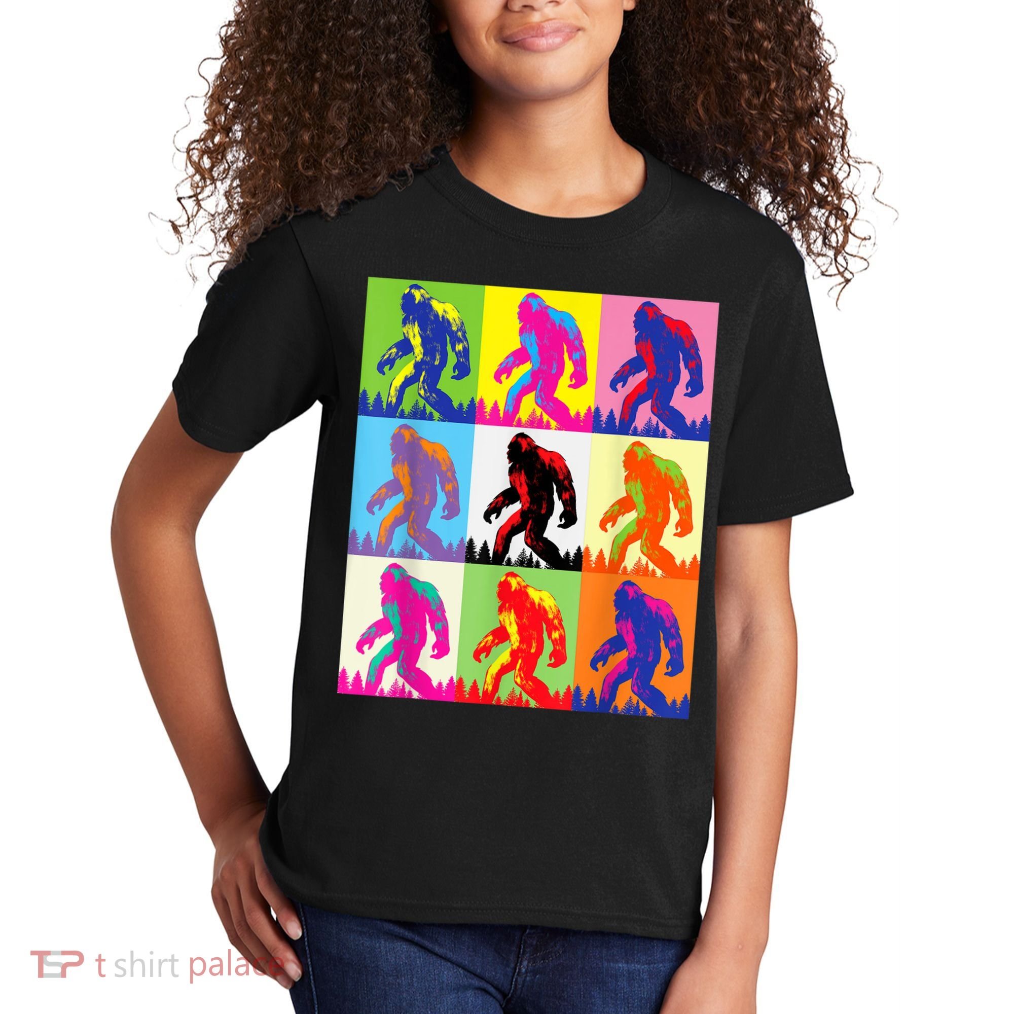Retro Bigfoot , Funny Pop Art Bigfoot Kids T-Shirt