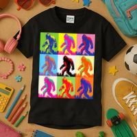 Retro Bigfoot , Funny Pop Art Bigfoot Kids T-Shirt thumb 3