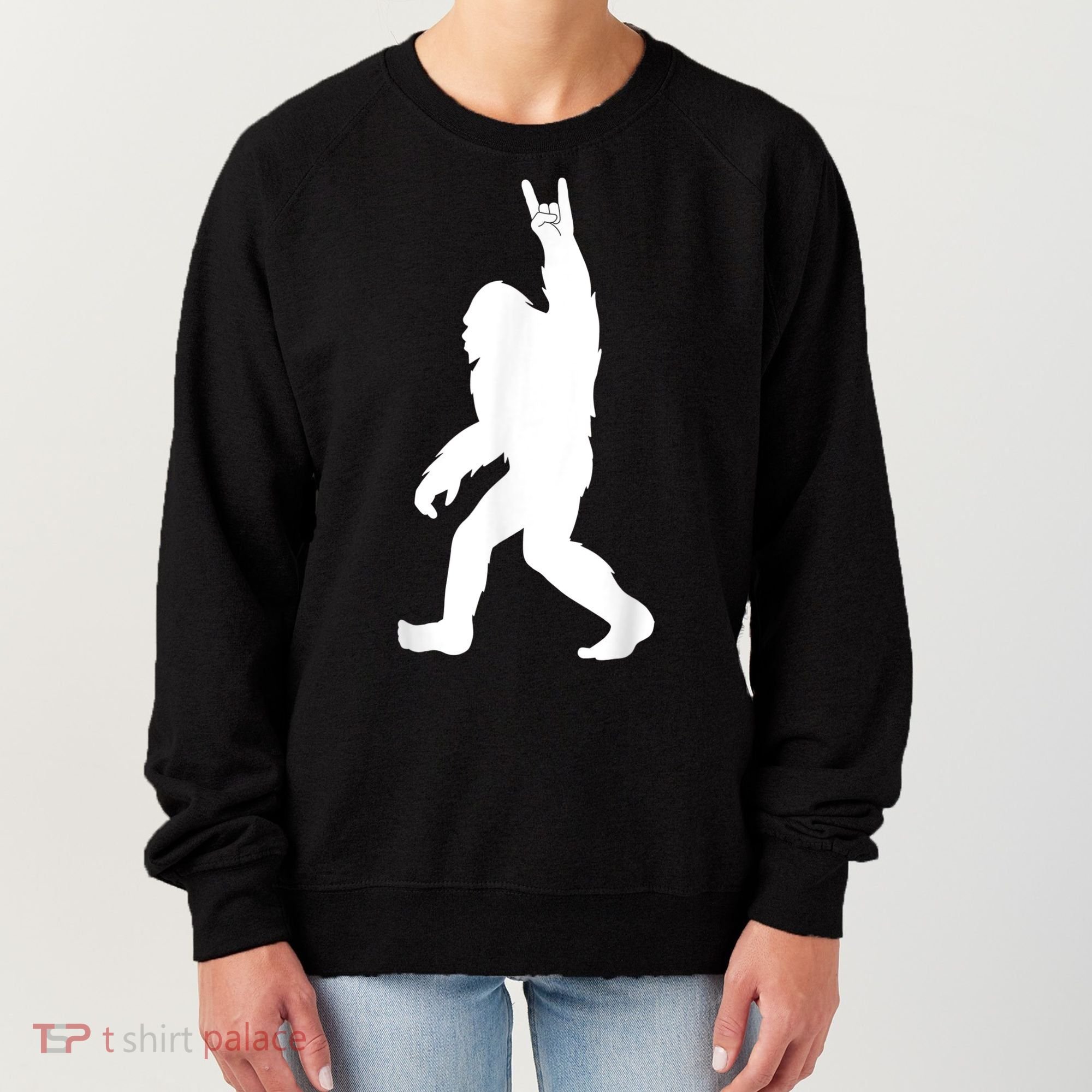 Retro Bigfoot , Funny Rock And Roll Bigfoot Women's Sweatshirt