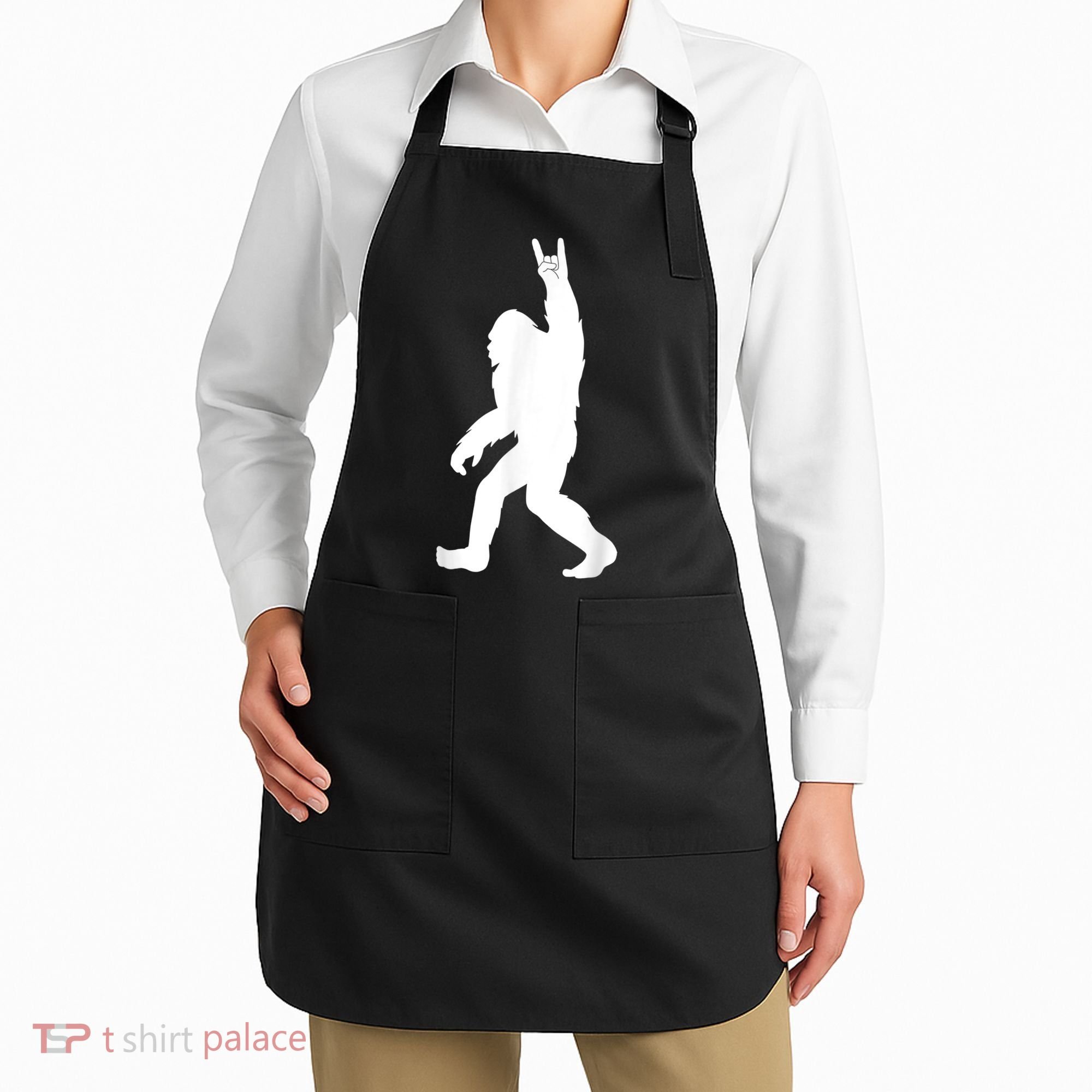 Retro Bigfoot , Funny Rock And Roll Bigfoot Apron