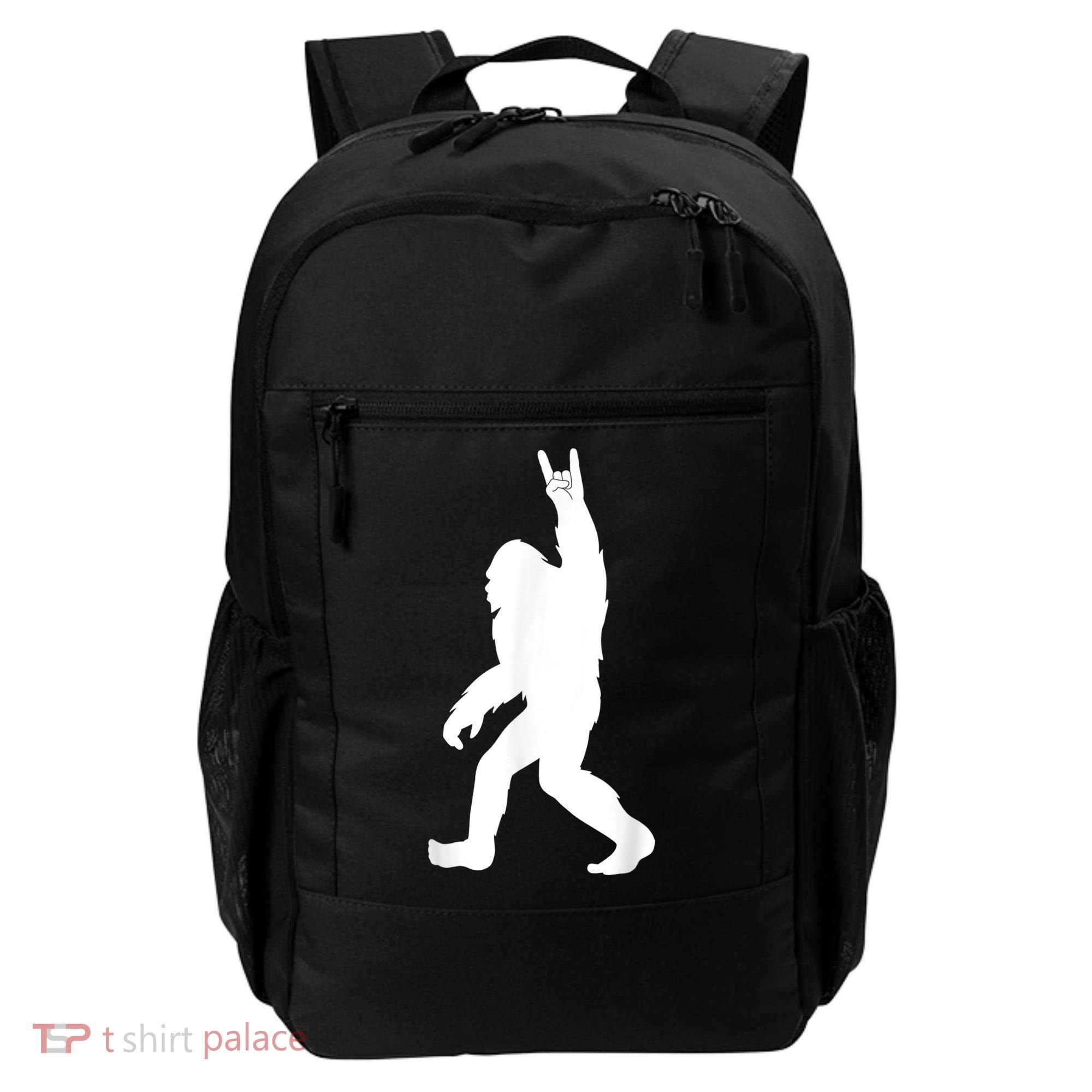 Retro Bigfoot , Funny Rock And Roll Bigfoot Backpack