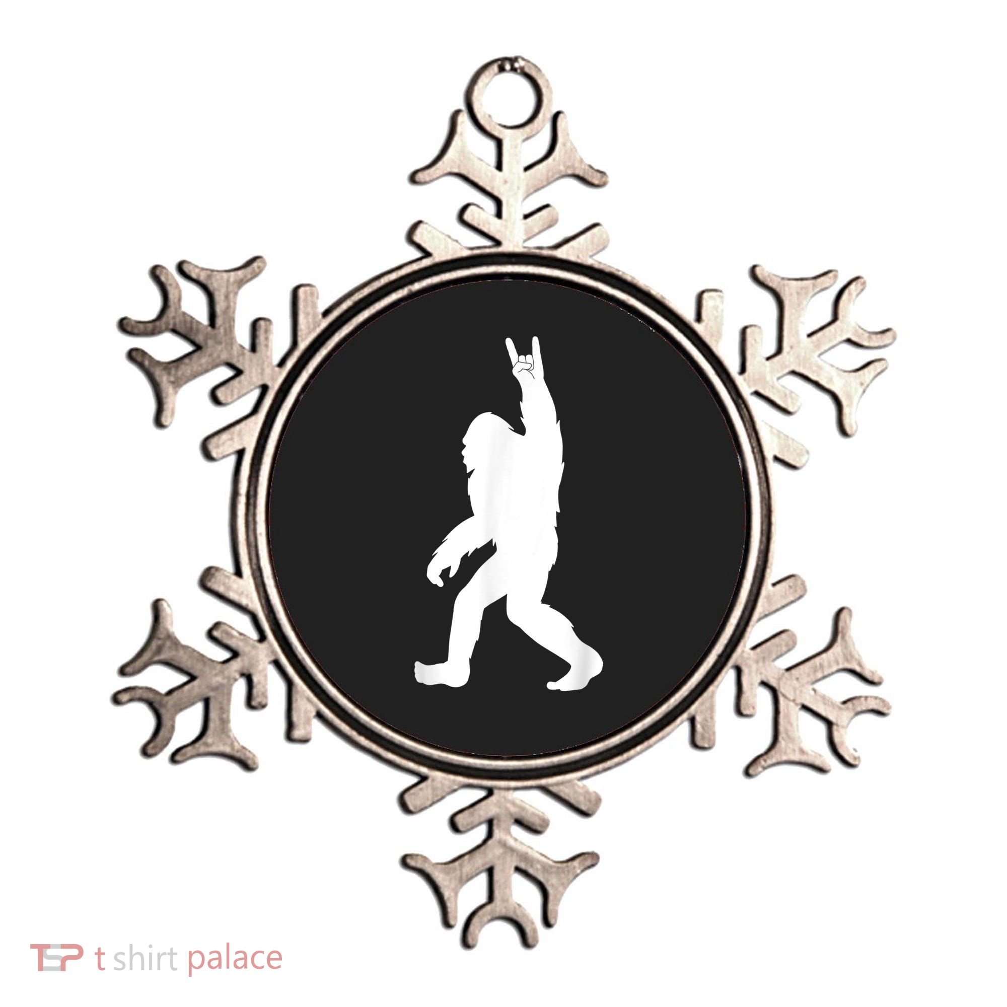 Retro Bigfoot , Funny Rock And Roll Bigfoot Ornament