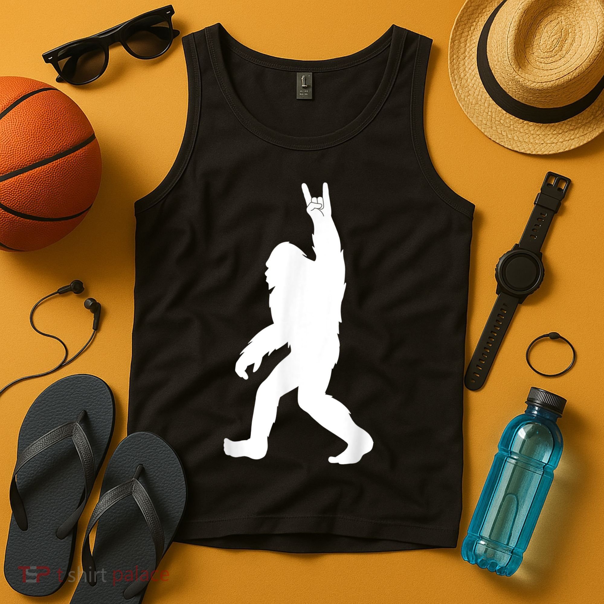 Retro Bigfoot , Funny Rock And Roll Bigfoot Tank Top