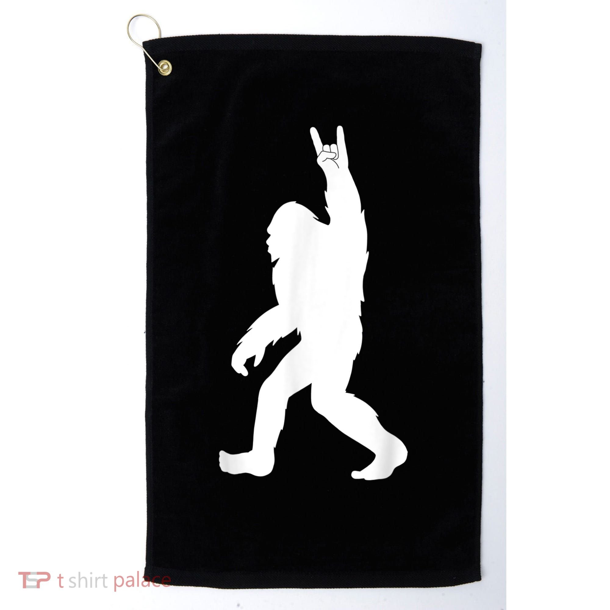 Retro Bigfoot , Funny Rock And Roll Bigfoot Golf Towel