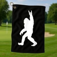 Retro Bigfoot , Funny Rock And Roll Bigfoot Golf Towel thumb 1
