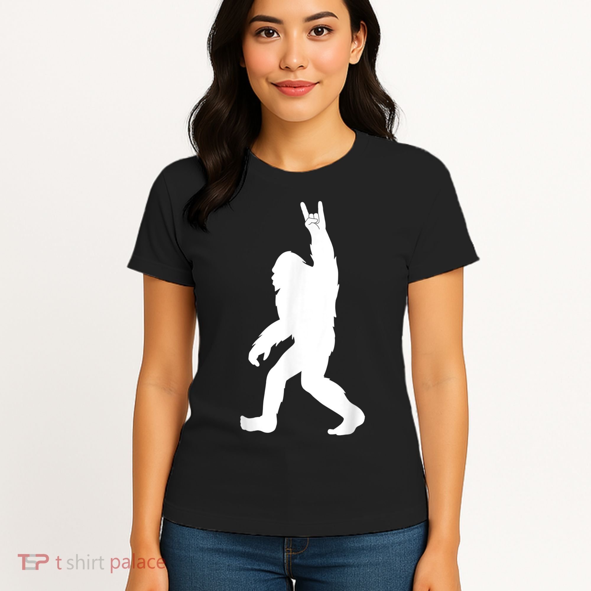 Retro Bigfoot , Funny Rock And Roll Bigfoot Women's T-Shirt