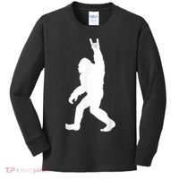 Retro Bigfoot , Funny Rock And Roll Bigfoot Kids Long Sleeve Shirt thumb 0