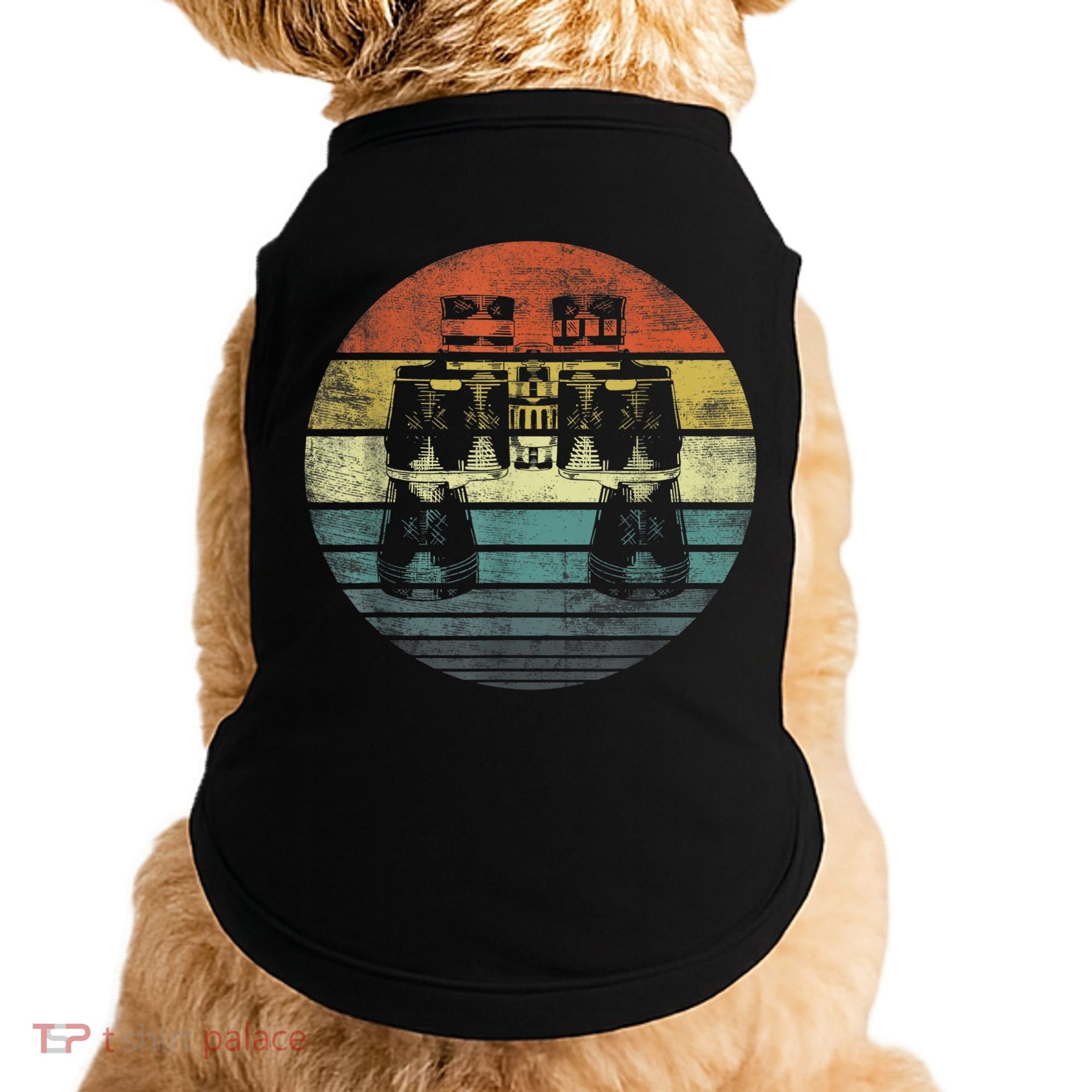 Retro Binoculars Funny Birdwatching Birding Birder Doggie Tank