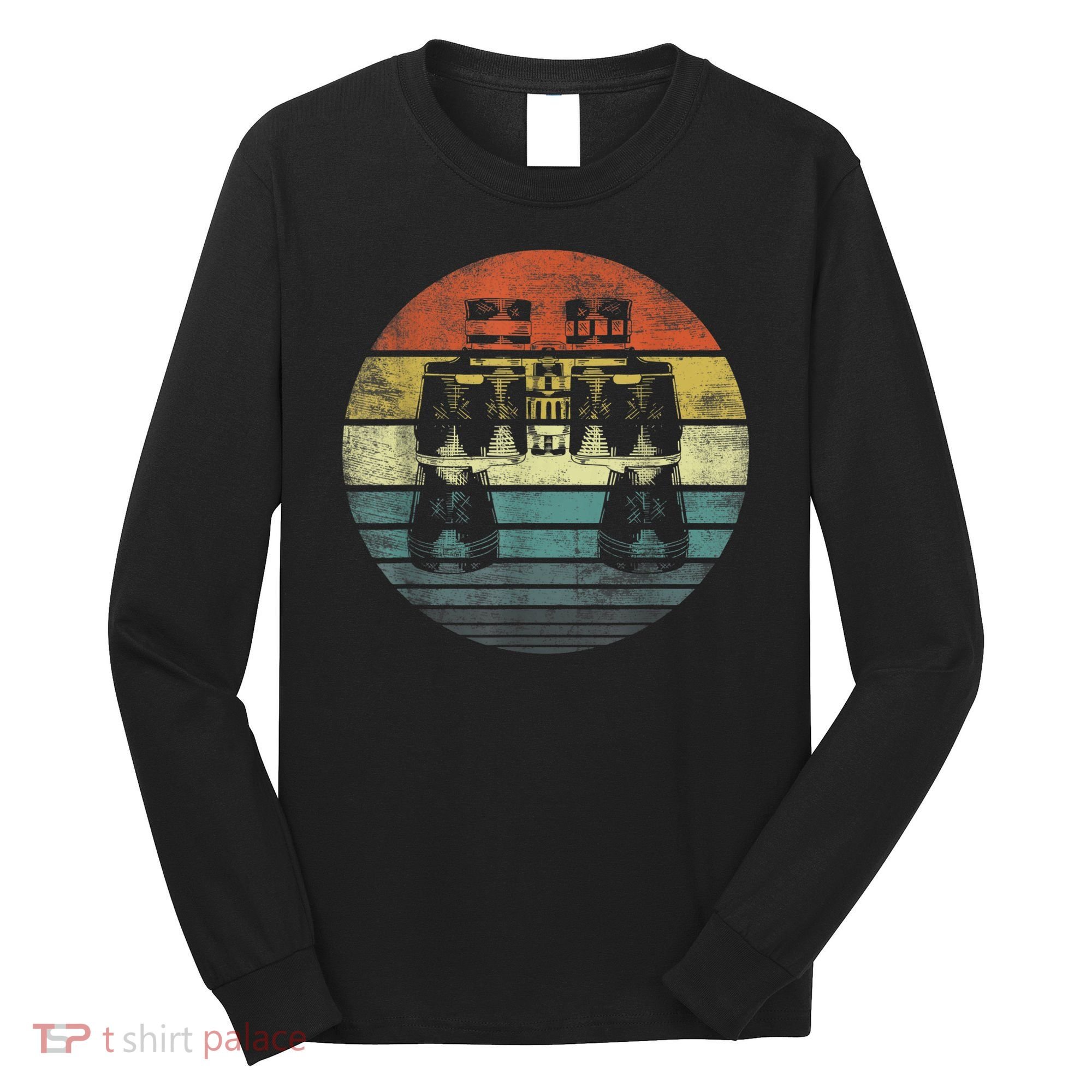 Retro Binoculars Funny Birdwatching Birding Birder Long Sleeve Shirt