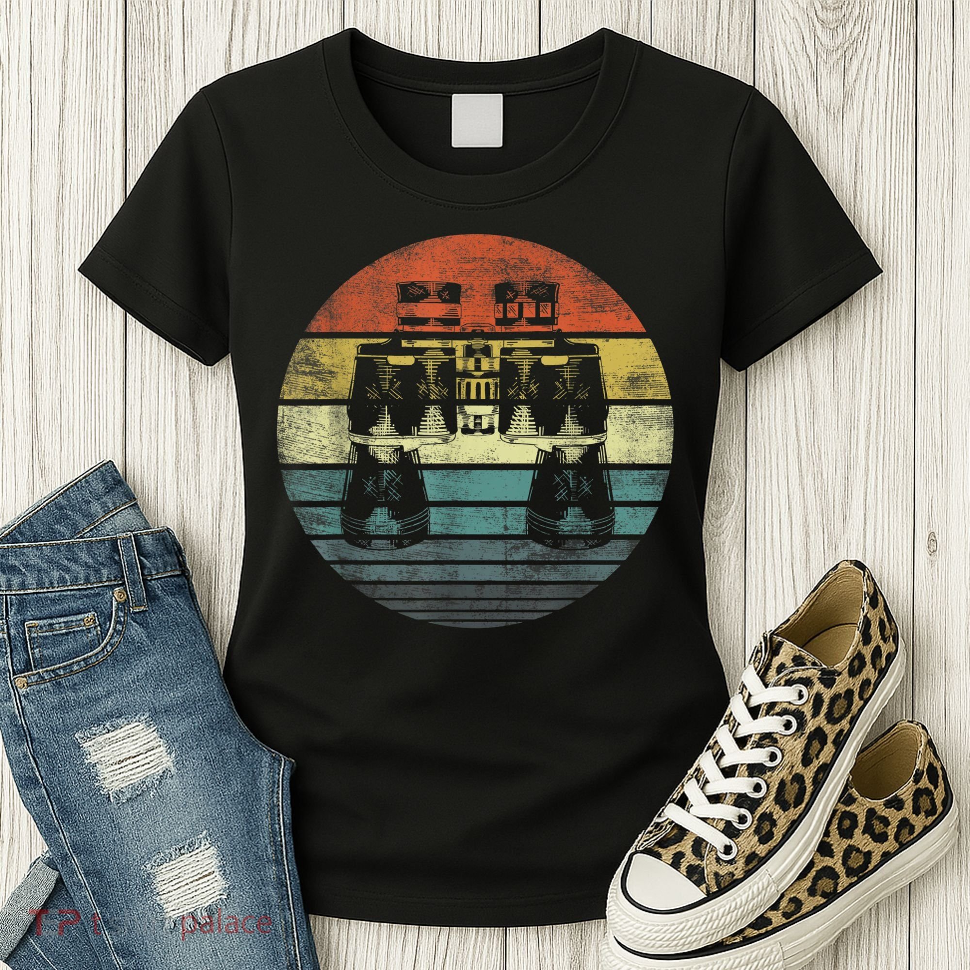 Retro Binoculars Funny Birdwatching Birding Birder Women's T-Shirt