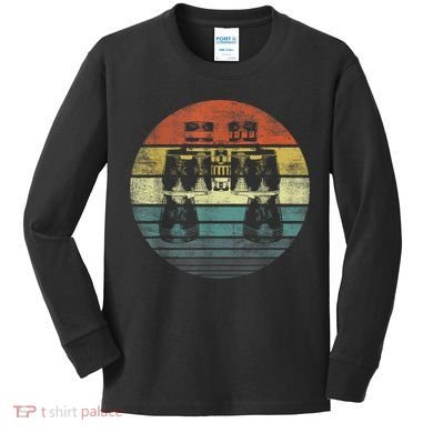 Retro Binoculars Funny Birdwatching Birding Birder Kids Long Sleeve Shirt