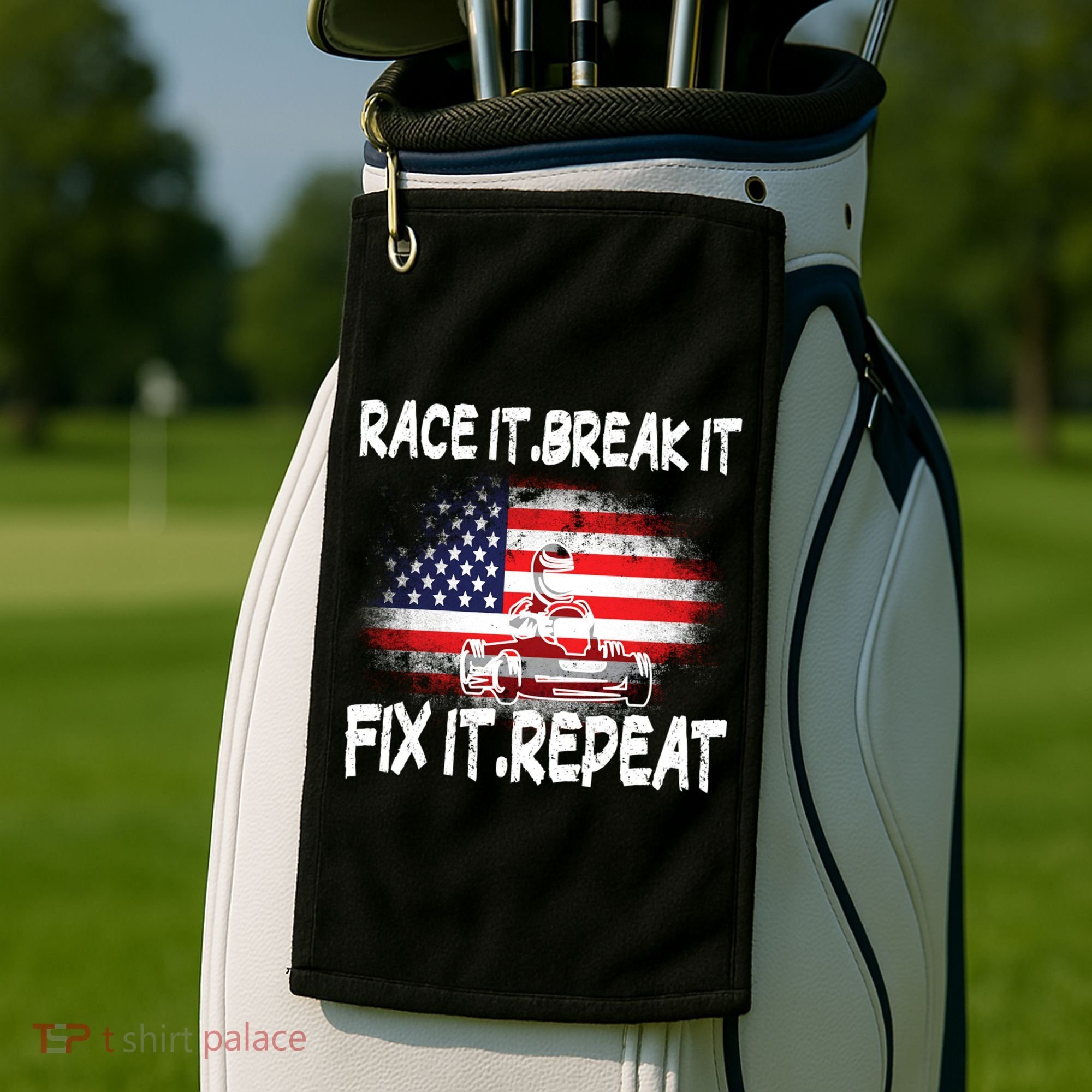 Race Break Fix Repeat Go Kart Cart Racer Gokart Racing Cool Gift Golf Towel