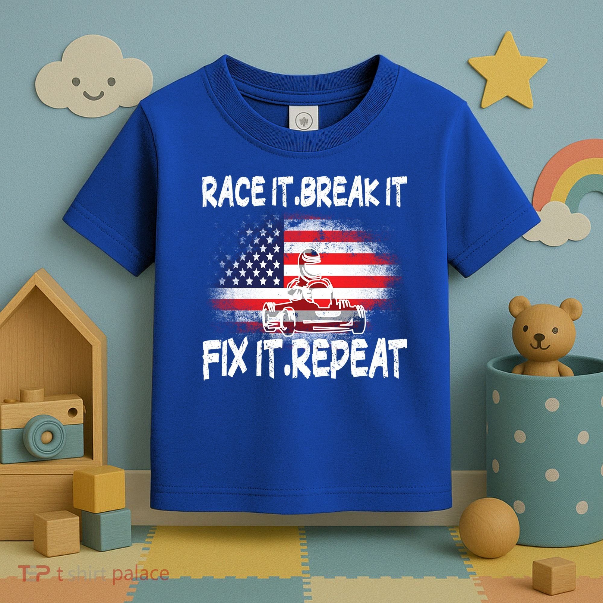 Race Break Fix Repeat Go Kart Cart Racer Gokart Racing Cool Gift Toddler T-Shirt