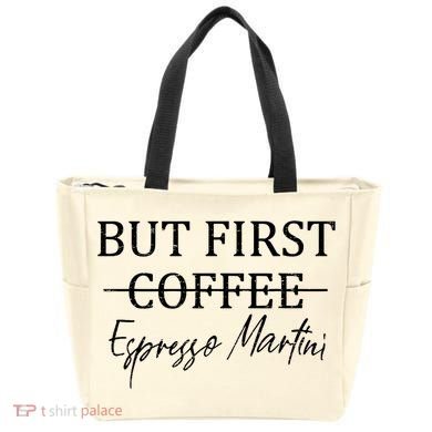 Retro But First Coffee Espresso Martini Funny Drinking Lover Tote Bag