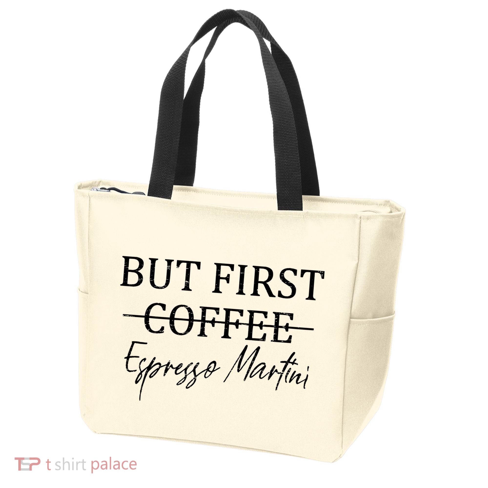 Retro But First Coffee Espresso Martini Funny Drinking Lover Tote Bag
