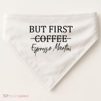 Retro But First Coffee Espresso Martini Funny Drinking Lover USA-Made Doggie Bandana thumb 0